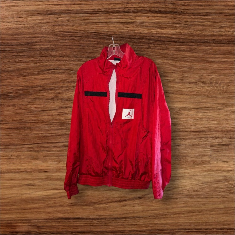 VINTAGE 90s/Y2K Jordan Windbreaker Jacket - Red & Black Stripe - XL